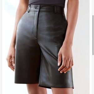 Aritzia black leather long shorts